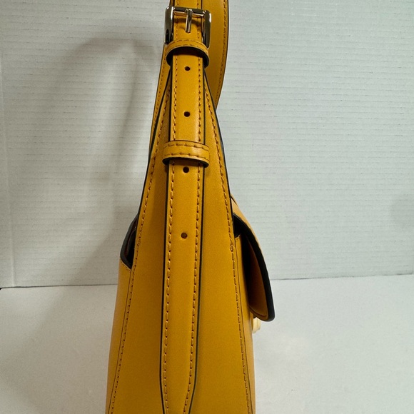 Michael Kors Lyra Small Leather Flap Crossbody Golden Rod NEW - Picture 2 of 12